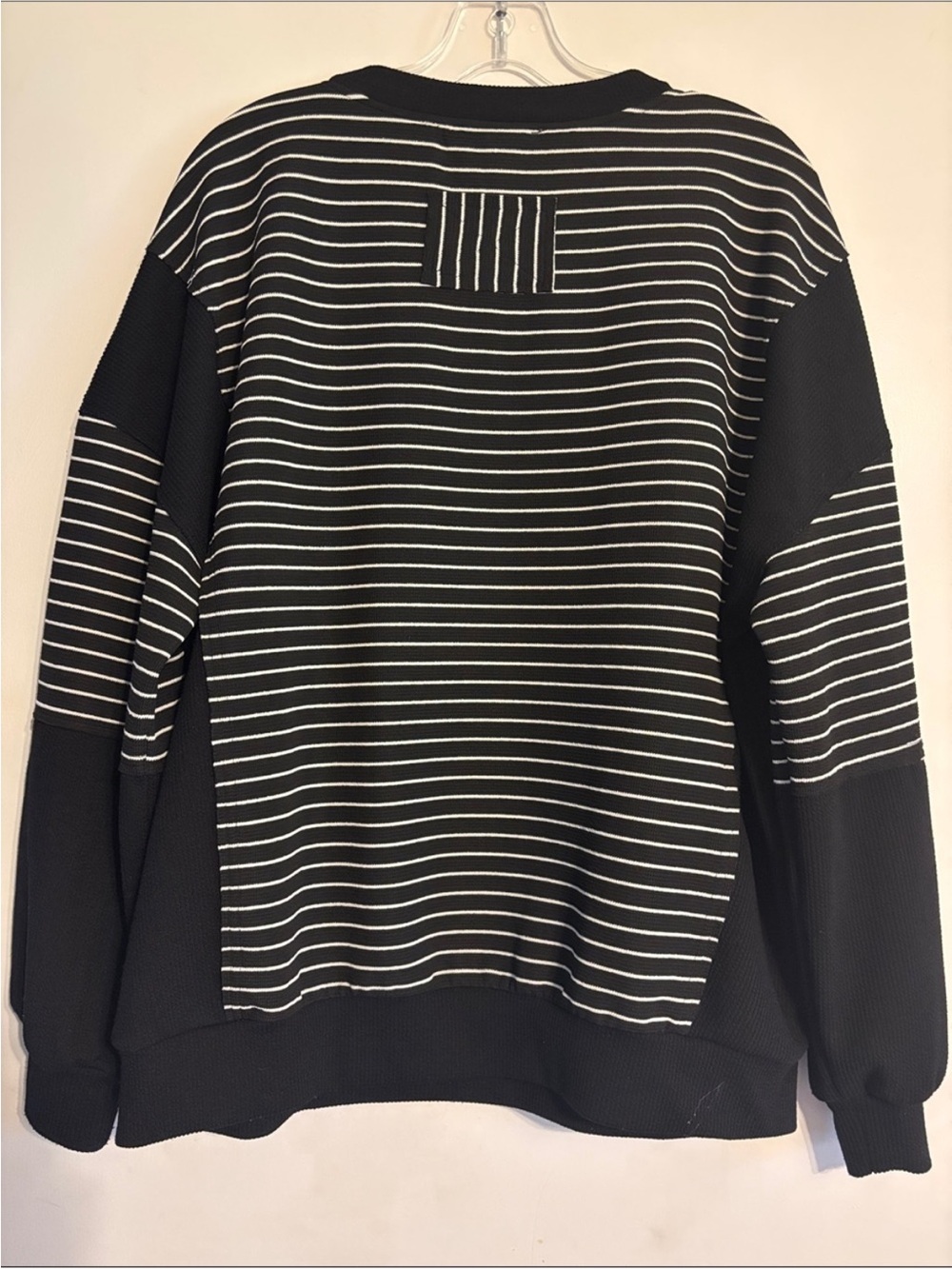 J.O.A. Women’s Black & White Striped Crewneck Sweater Size Medium - Picture 2 of 4